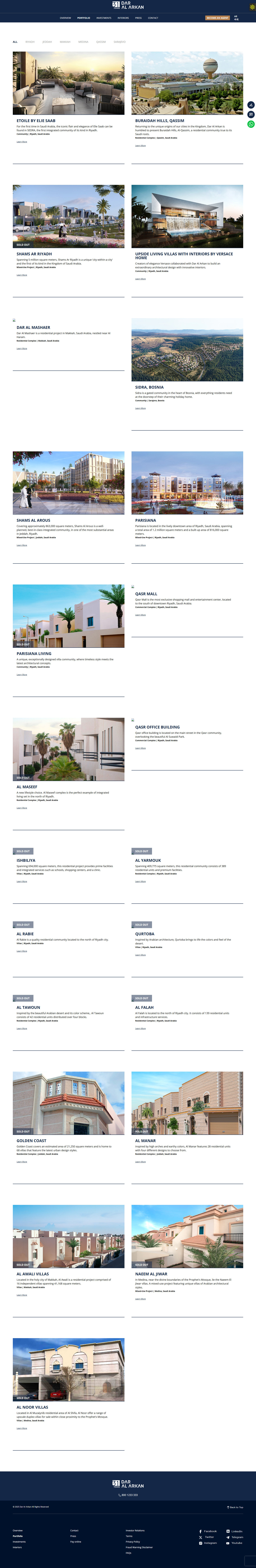 Project listing and property content structure captured before redesign work.