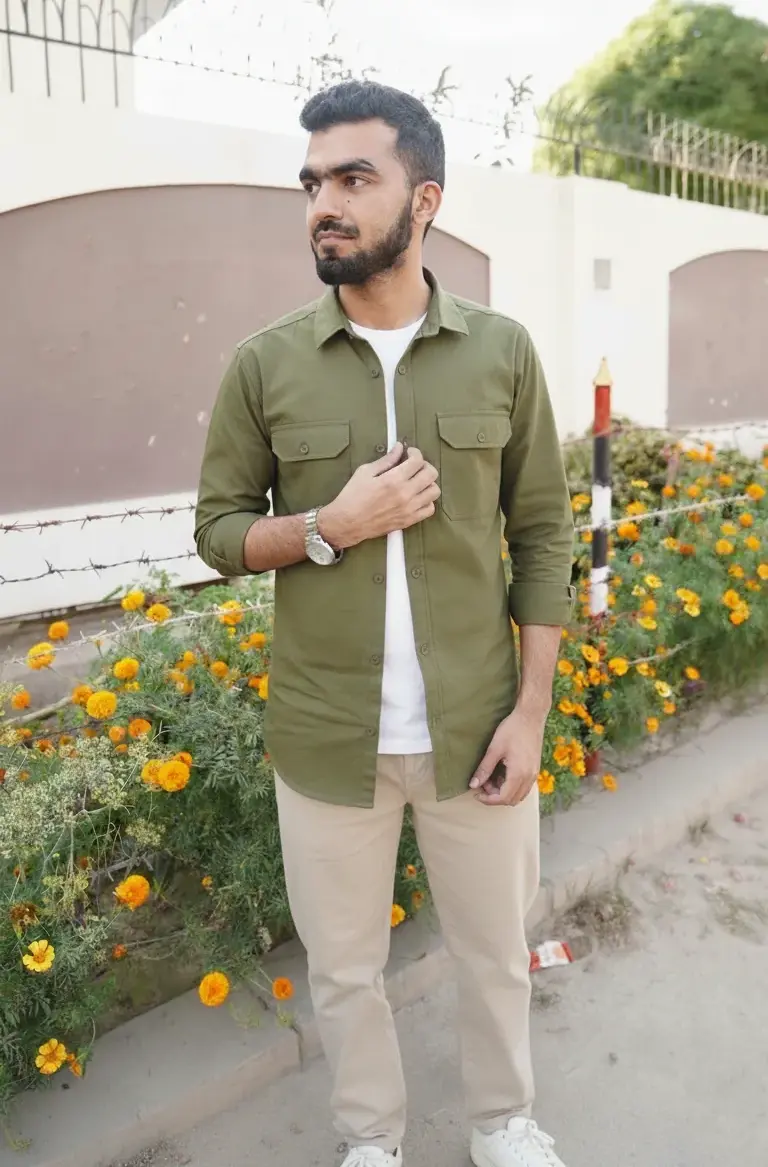 Hussain Jatoi in green overshirt outdoors